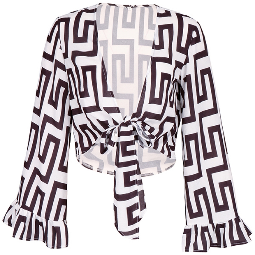 ‼️BOGO‼️🆕 Geometric Print Tie Blouse - Picture 3 of 7